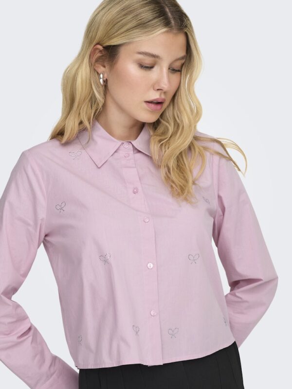 JDY Blouse Riley L/S Short EMB Shirt Lilac/Silver
