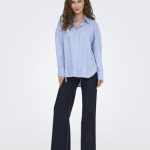 JDY Blouse MIO L/S Lurex loose shirt Chambray blue