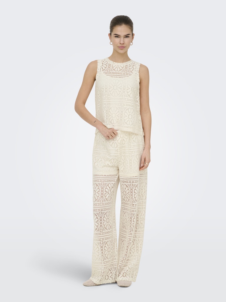 Only broek Lian lace wide pants Birch